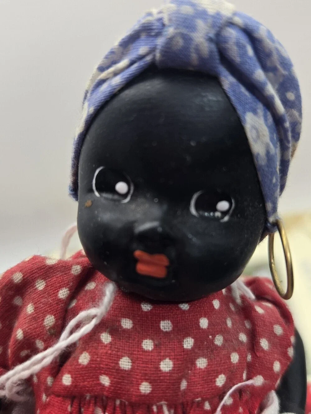 Vintage Bisque Porcelain Topsy Turvy Doll American Folk Art Floral Polka Dot